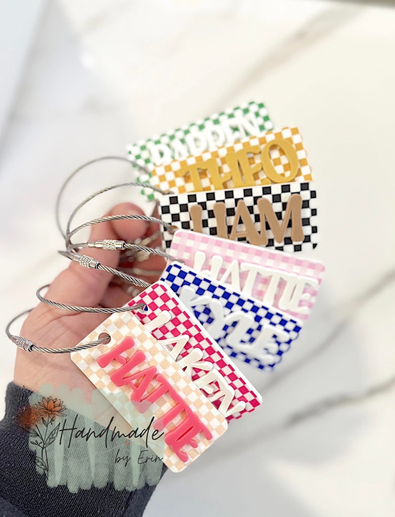 Checkered Acrylic bag tag