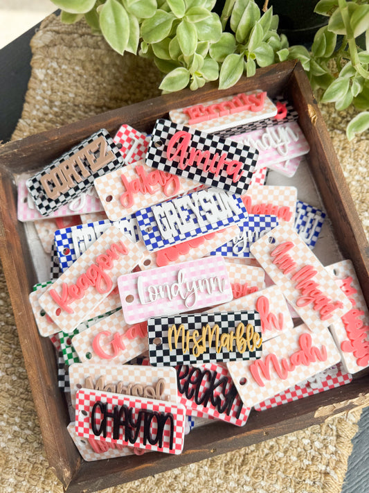 Checkered Acrylic bag tag